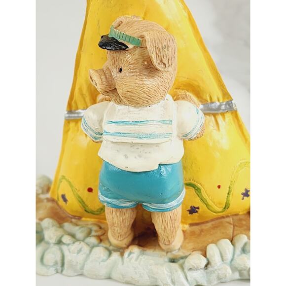 Windsurfing Pig Piglet Piggy Figurine Sail Beach 5" x 4 1/2" Year 90s Home Decor - Picture 12 of 14